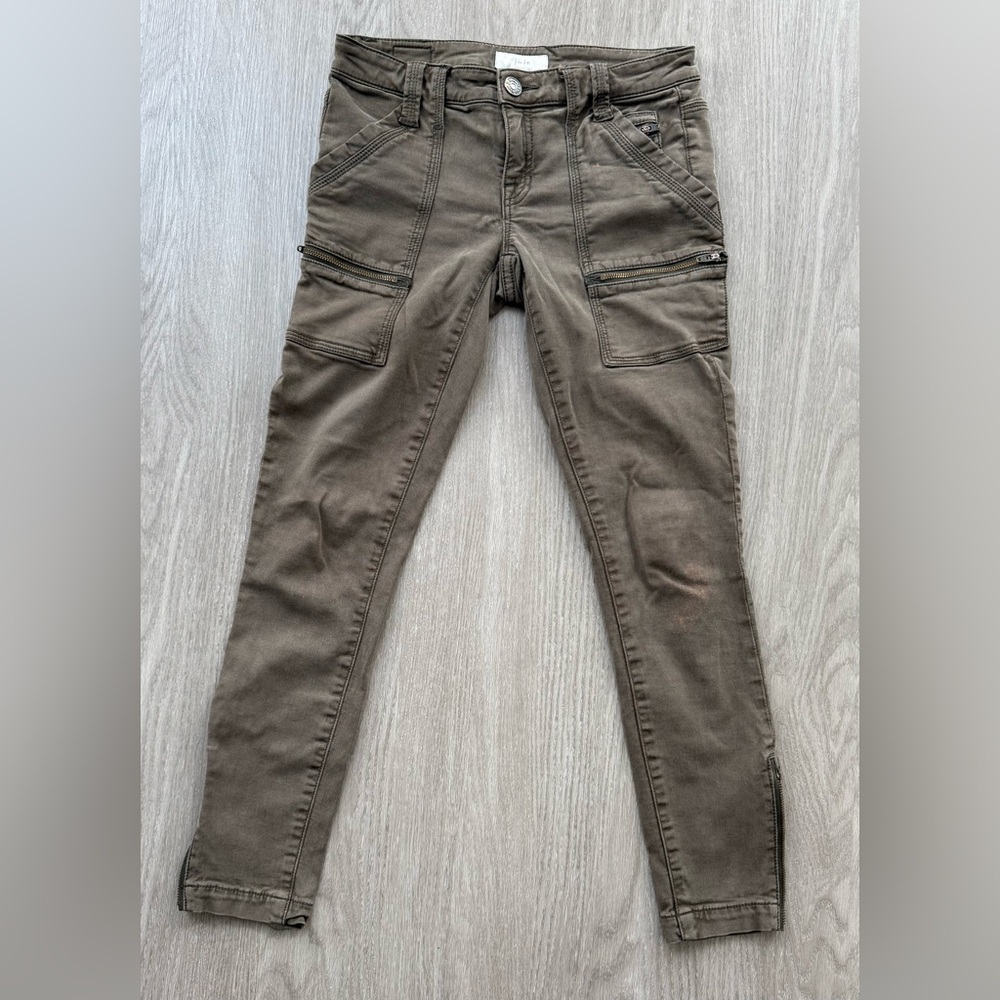 Joie Jeans Women's 24 Skinny Green Army Cargo Utility Pants